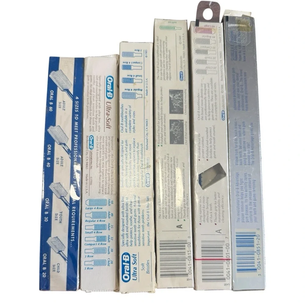 Vintage Oral B 1980s & 1990s Toothbrush Lot of 6